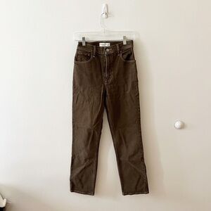 A&F brown 90s straight ultra high rise pants( short)